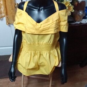 Eloquii Yellow Off-Shoulder Blouse